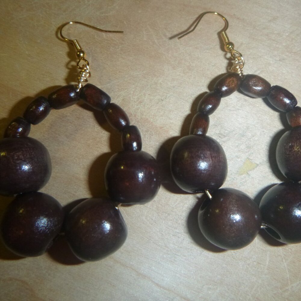 Afrocentric Earrings / Beaded Earrings / Wooden Earrings / Handcrafted Earrings - Picture 6 of 11